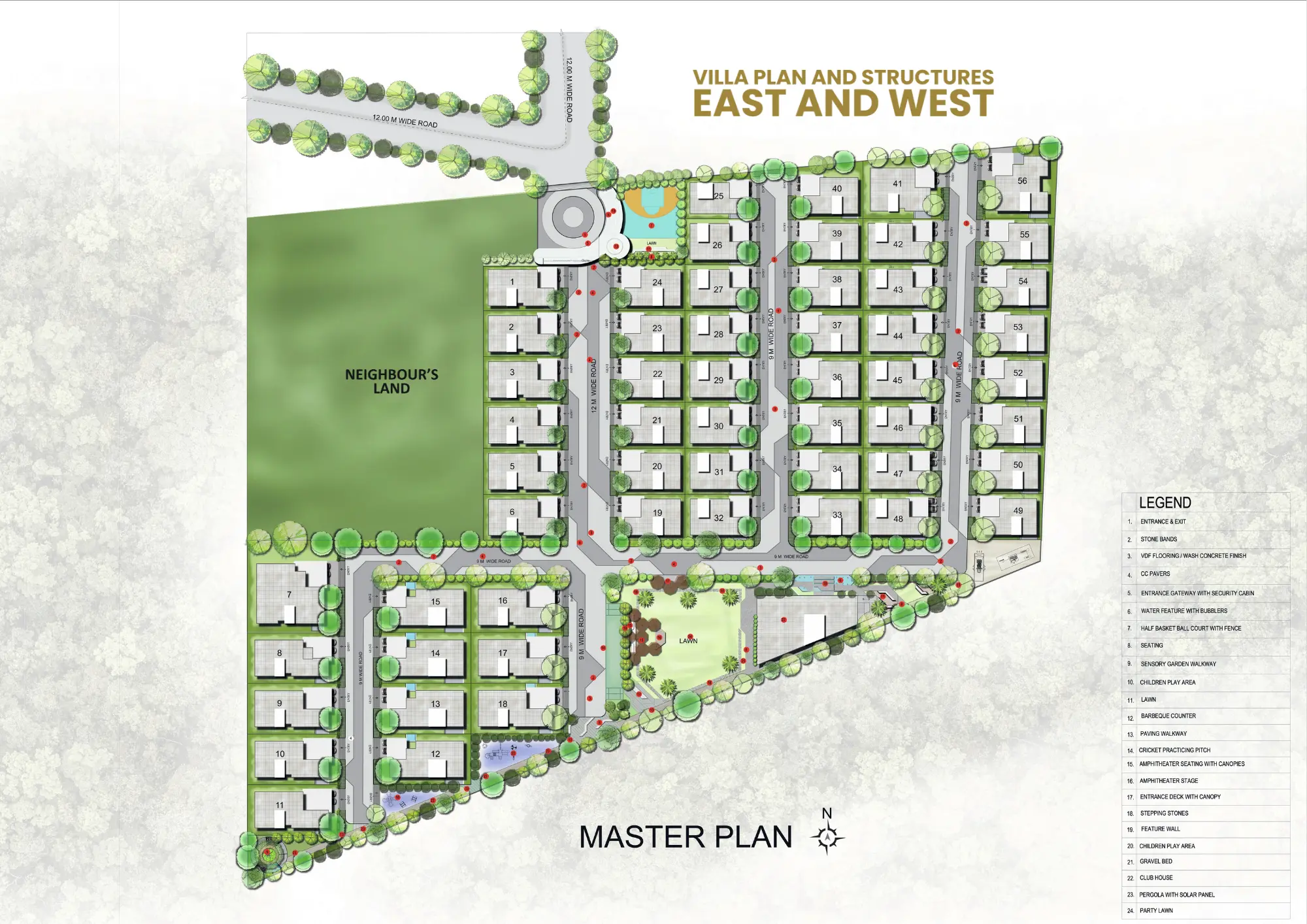 Villa master plan layout, plots 1 to 56